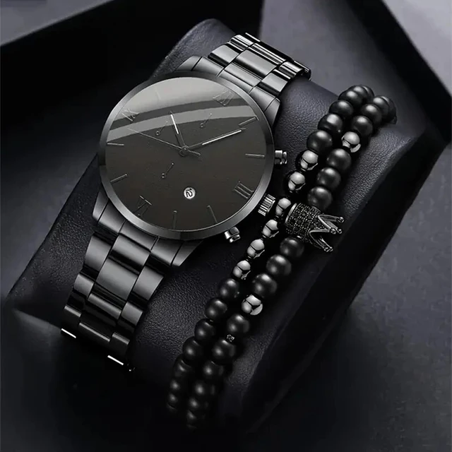 Luxury businessman watch and bracelet set